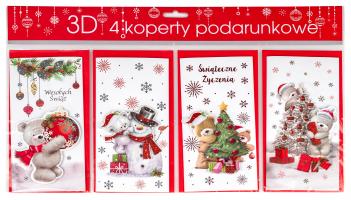 Etui Koperty na upominek świąteczny pieniądze, voucher, bon zestaw 4 szt. KPL3