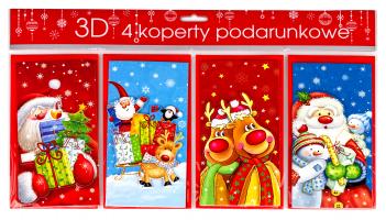 Etui Koperty na upominek świąteczny pieniądze, voucher, bon zestaw 4 szt. KPL2
